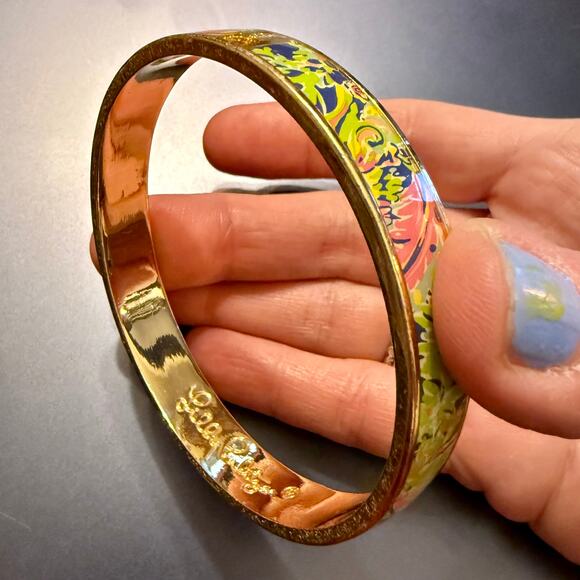 LILLY PULITZER Green Blue Pink Print Bangle Bracelet - Picture 3 of 7